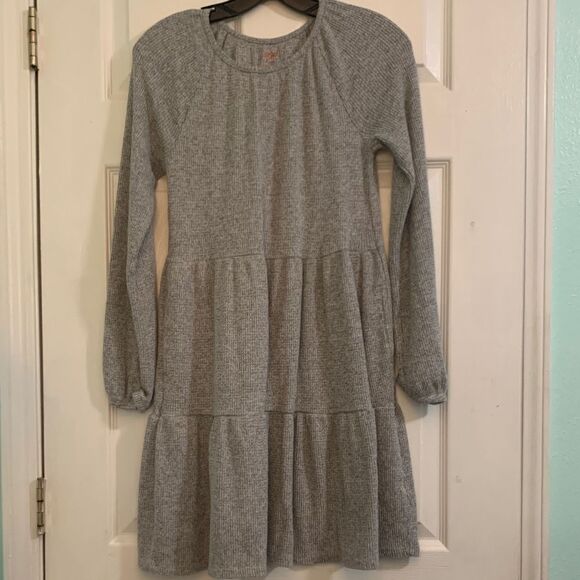 Cat & Jack Gray Long Sleeve Waffle Dress Size XL 14/16 - Picture 1 of 4